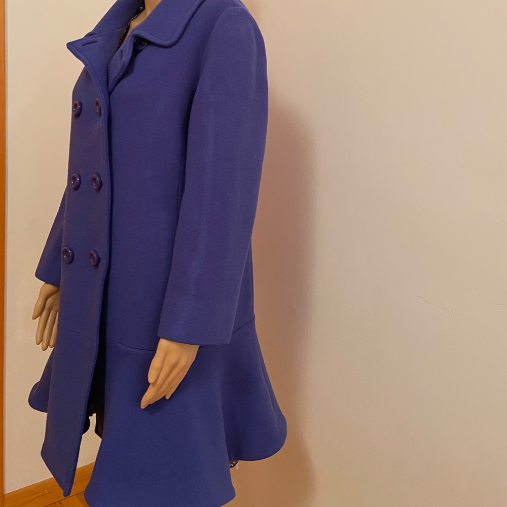 Women's Kate Spade Pea Coat Royal Blue Knee Length Dress Coat Size XL - Picture 2 of 12